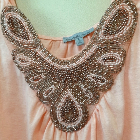 Charlotte Russe Beaded Tank Top Peach - Picture 5 of 5